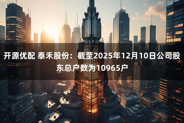开源优配 泰禾股份：截至2025年12月10日公司股东总户数为10965户
