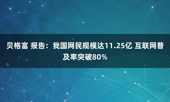 贝格富 报告：我国网民规模达11.25亿 互联网普及率突破80%